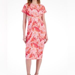 Miken Twist-Front Midi Cover-Up Dress Peach/Pink Small NWT